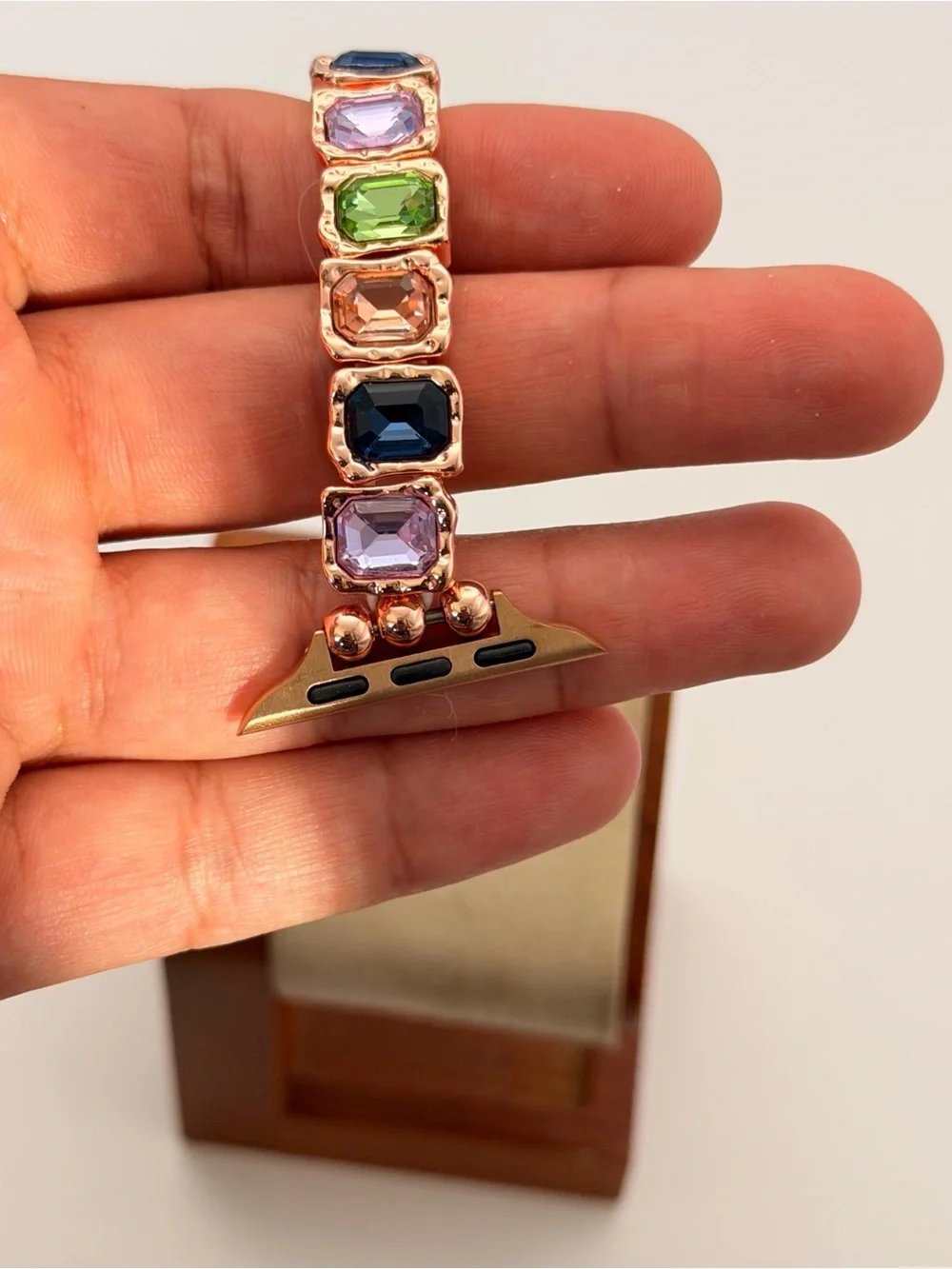 Apple Watch Band, Multi color Stones, Stretchy, Rose Gold, 38/40/41mm, New